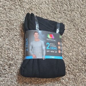 XL Men's Thermal Crews Fruit of the Loom 2 Pack Shirt Long Sleeve Top